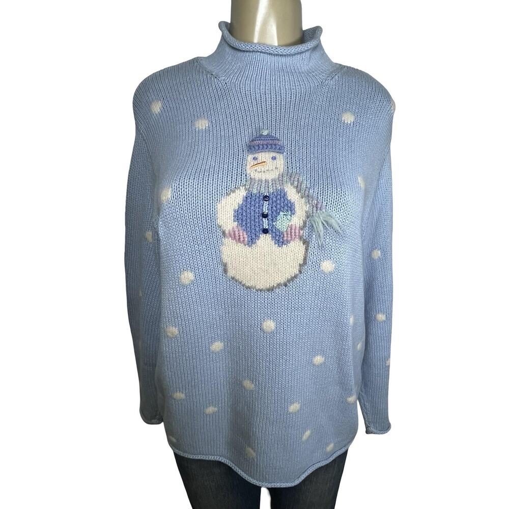 Vintage Marisa Christina Sweater Womens Large Snowman Ugly Christmas Knit Y2K